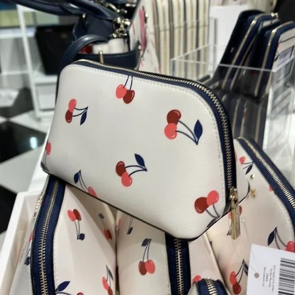 Kate Spade Dancing Cherrie Small Cosmetic Case Cream Multi - Picture 10 of 16